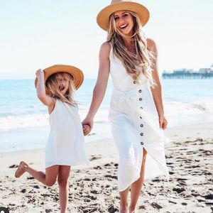 Vici white button up tie dress